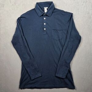 State and Liberty Polo Shirt Mens Large Navy Blue Athletic Fit Long Sleeve